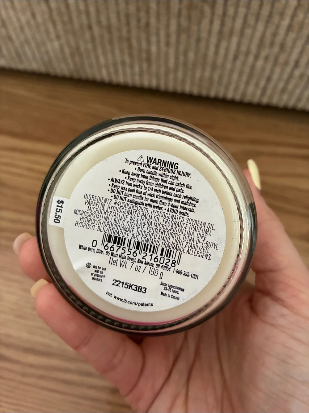 White Barn Champagne Toast Scented Candle - Pink & Black Lid - Picture 2 of 3